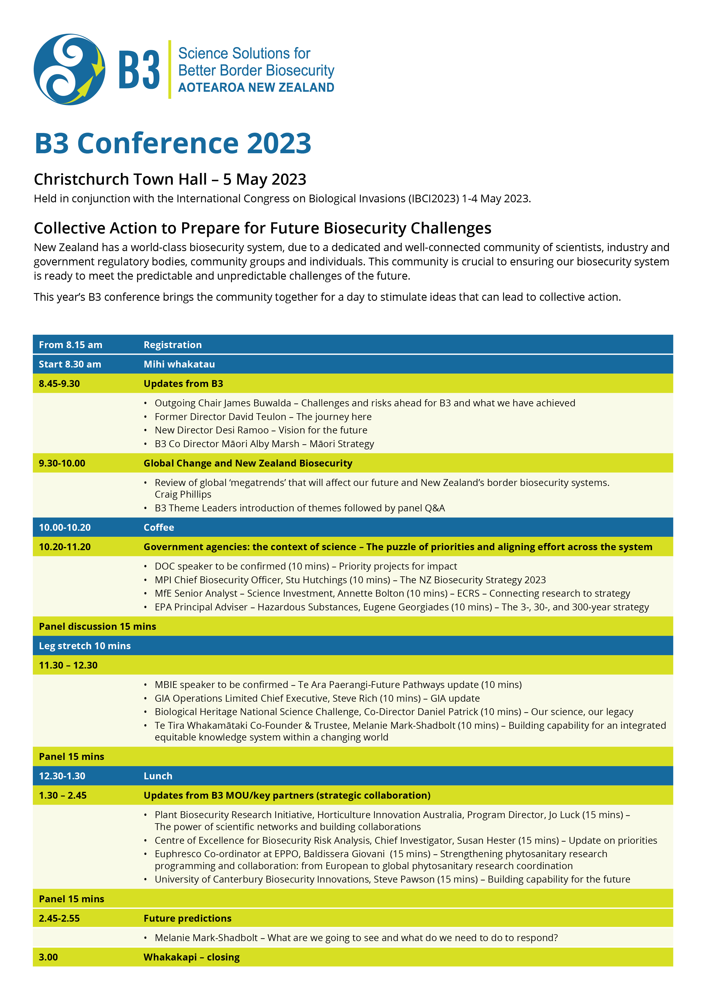 B3 Conference Programme 2023